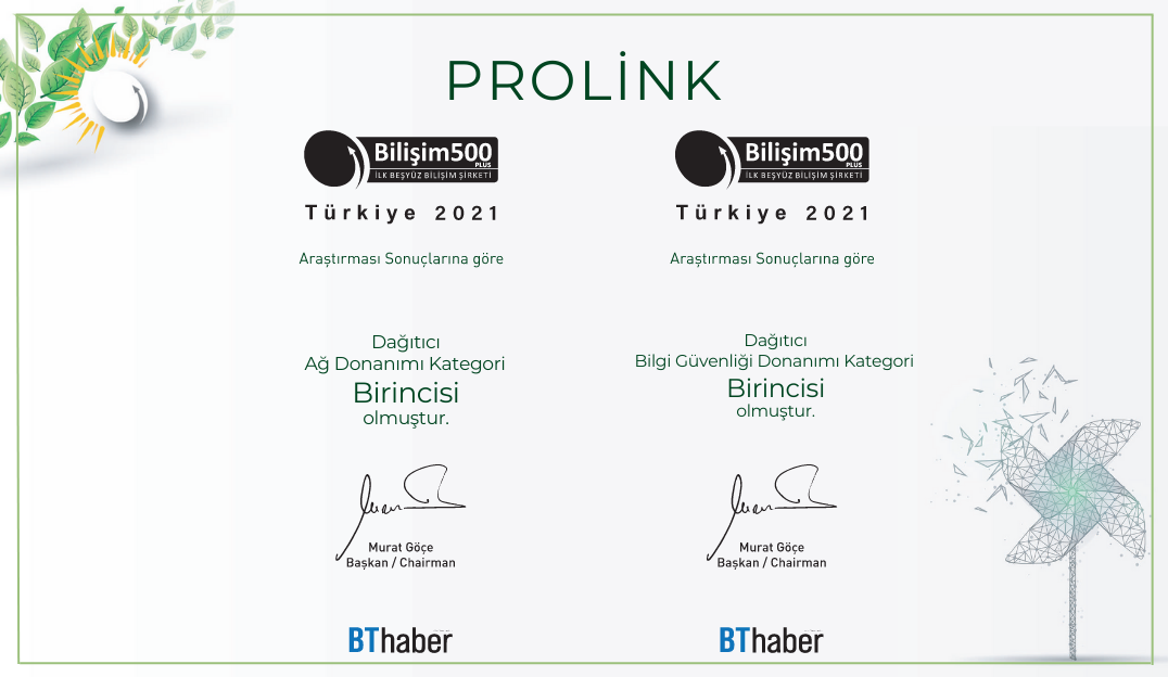 2 Awards from Bilisim 500 to Prolink!